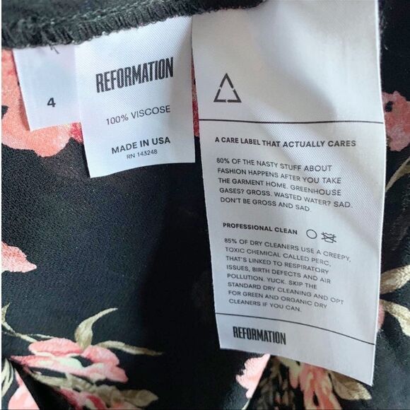 Reformation Black Calla Cold Shoulder Floral Dress - Picture 6 of 6